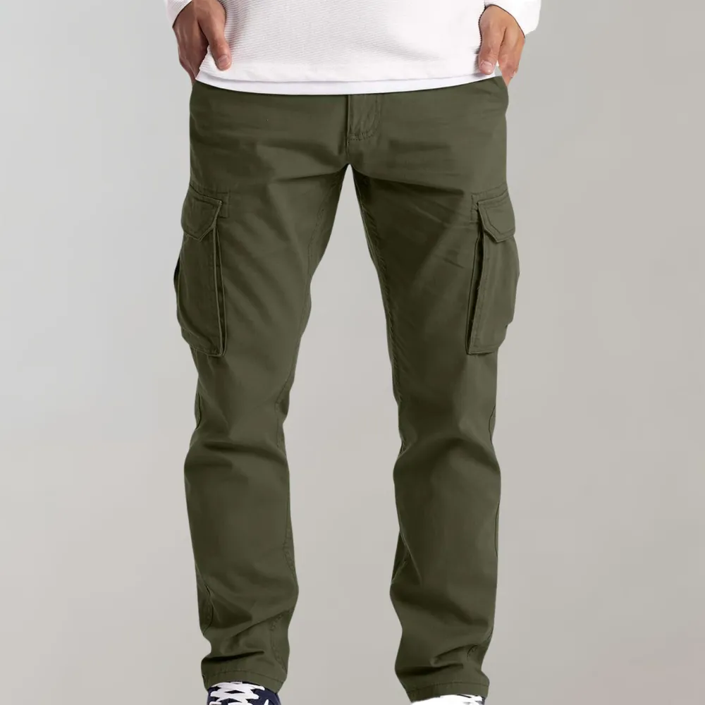 Men's Slim Fit Solid Color Cargo Pants | Ideal for Spring