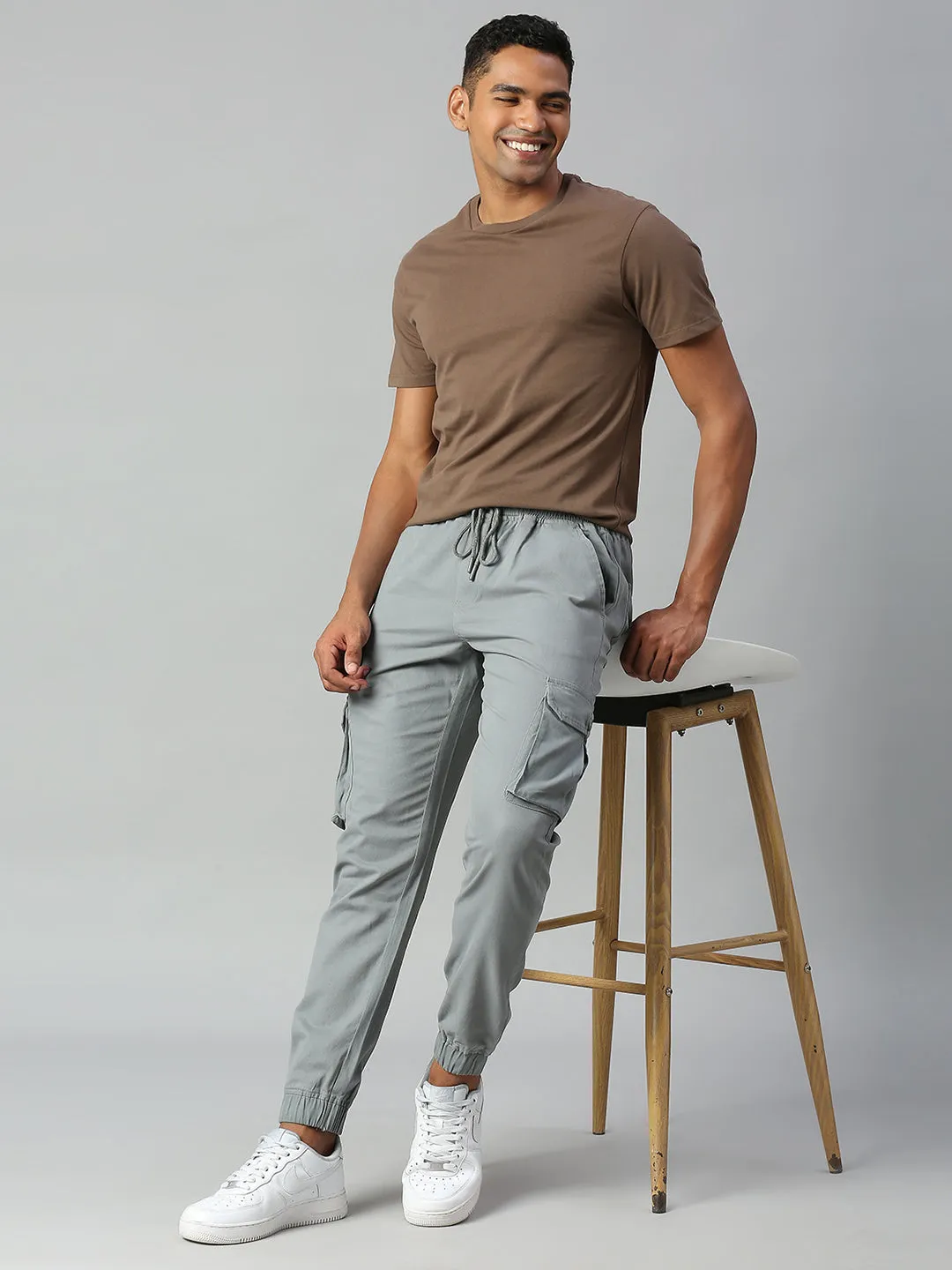 Men's Tapered Fit Cotton Joggers (Aqua)