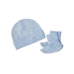 Merino Kids Cocooi Beanie   Bootie Set - Sky Blue