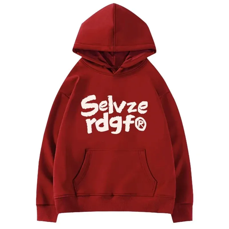 Metaversmall Wine Red Hooded Chic Letter Print Women Hoodies Winter Basic Fashion Loose Casual 4-colors Street Pocket Female Hoodies