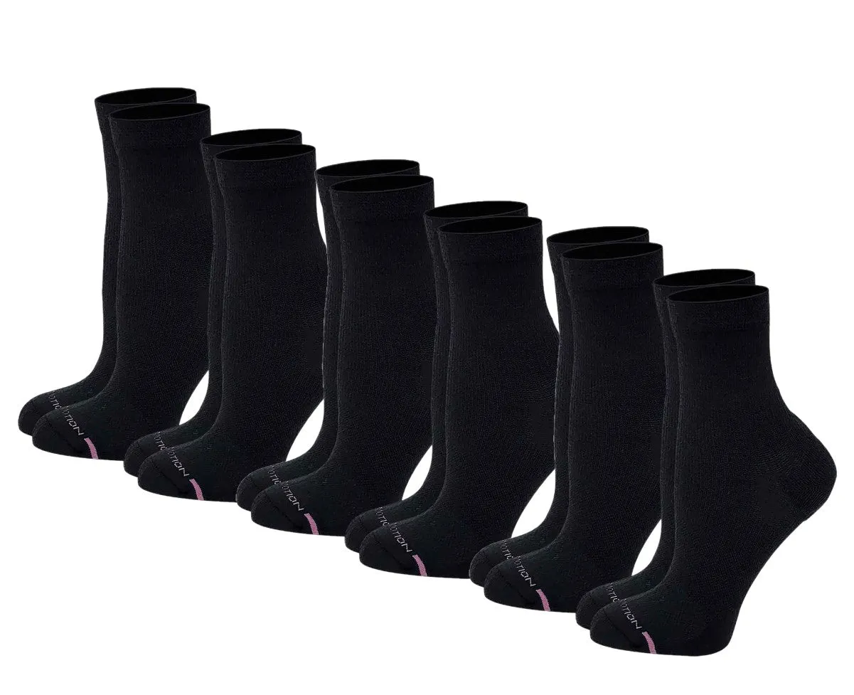 Mid-Crew Compression Socks | Assorted Black Half-Cushion | Dr Motion ( 6 Pairs )