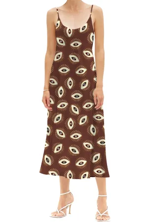 Midi Slip Dress in Brown