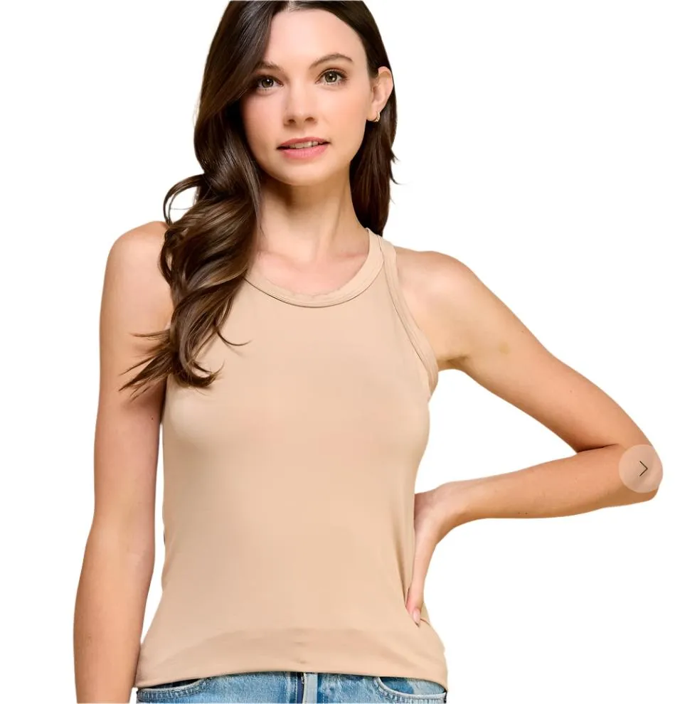 Minimalist Tank Top in Black or Beige - Made in USA