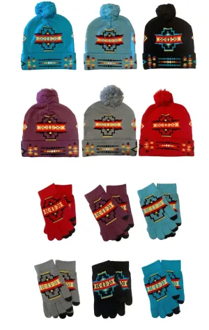 Native American Style Design Beanies Gloves Winter Hats Gloves