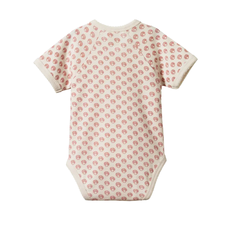 Nature Baby - Short Sleeved Kimono Bodysuit - Scallop Shell Print