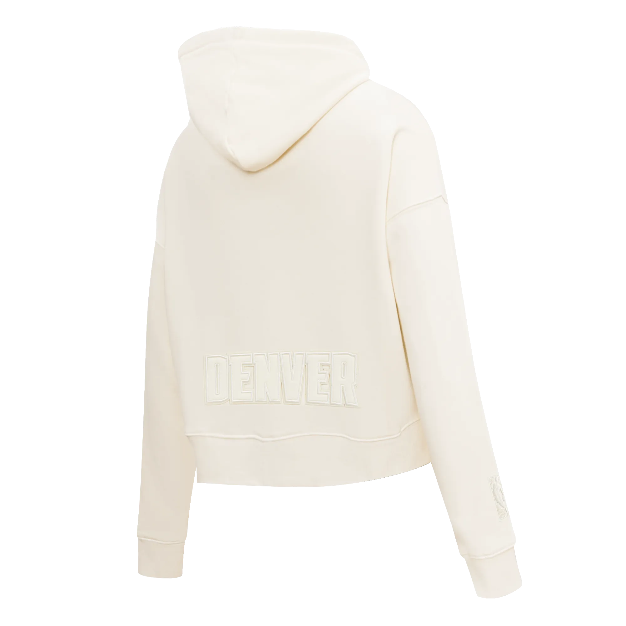 NBA DENVER NUGGETS NEUTRAL WOMEN'S CROPPED PO HOODIE (EGGSHELL)