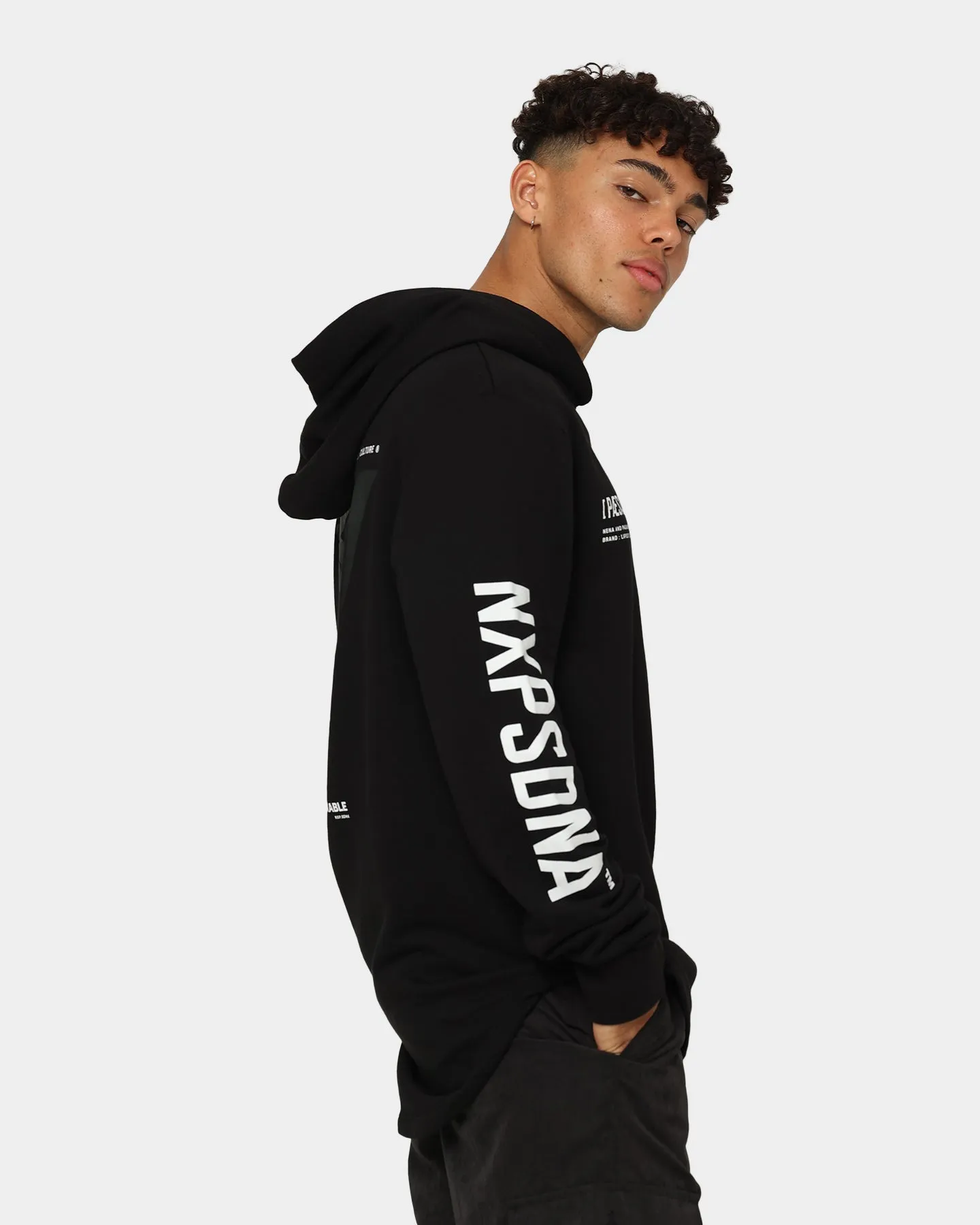 Nena and Pasadena Transmission Dual Curved Hoodie Jet Black