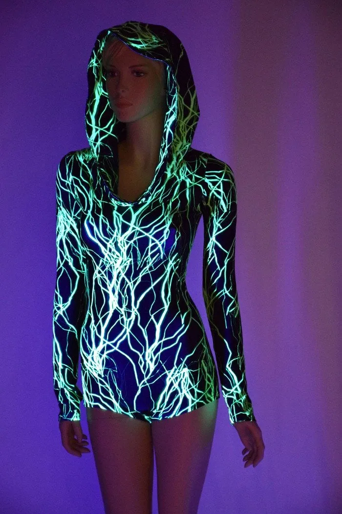 Neon Lightning Hoodie Romper