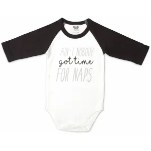 Nobody Got Time 3/4 Length Black Sleeve Onesie