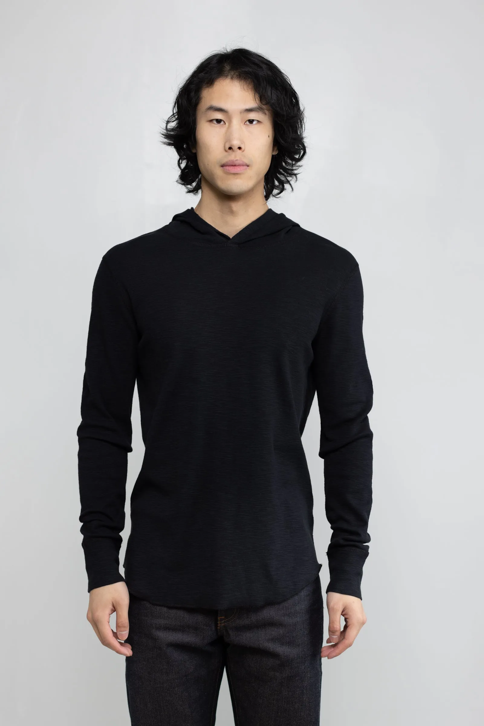 NS2165-6 Slub 1x1 Pullover Hoodie in Black