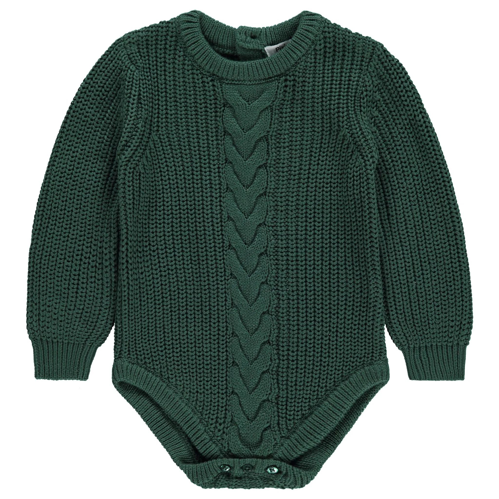 one piece knit cable romper - deep green