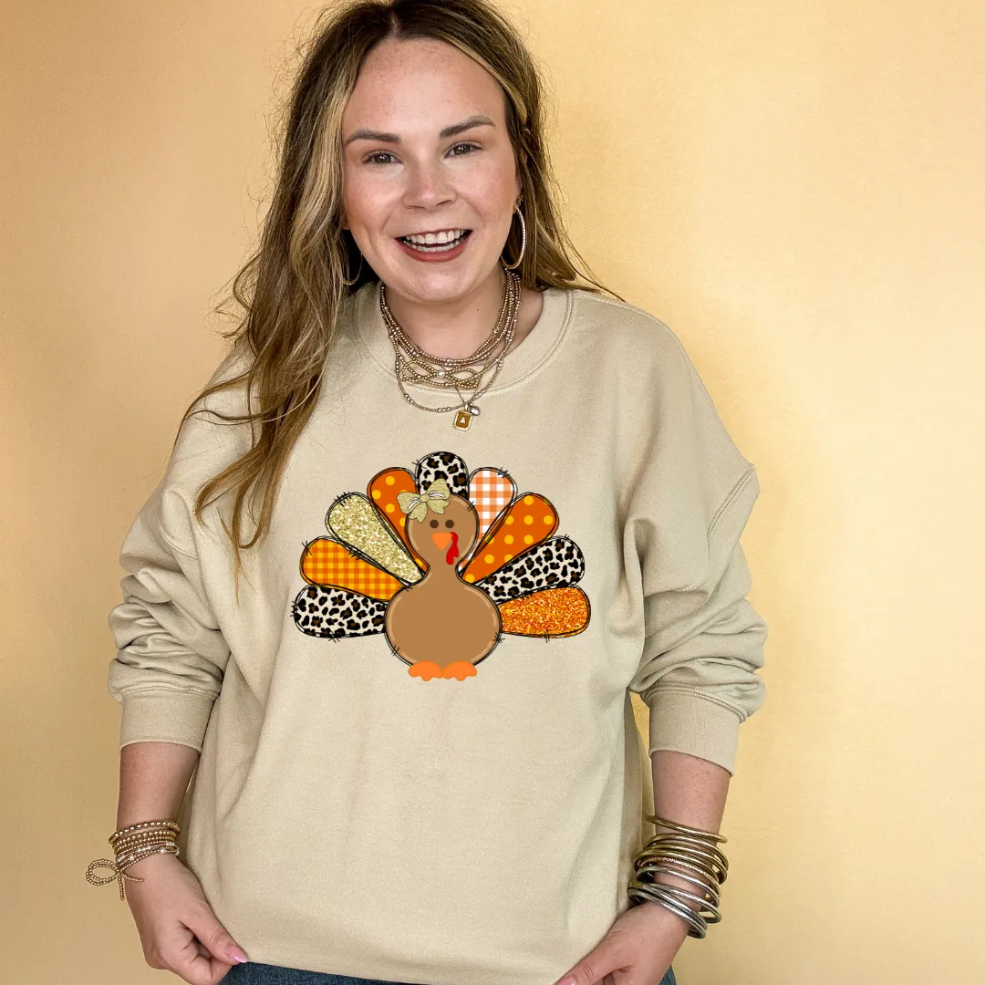 Online Exclusive | Patched Turkey with Bow Graphic Sweatshirt in Multiple Color Options