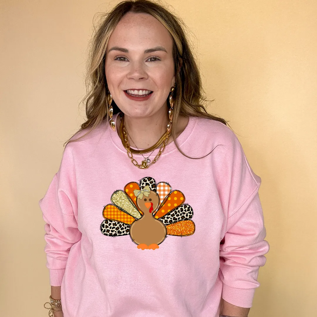 Online Exclusive | Patched Turkey with Bow Graphic Sweatshirt in Multiple Color Options