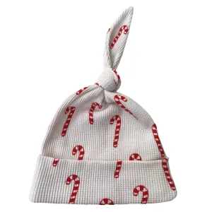 Organic Waffle Knot Beanie - Candy Cane