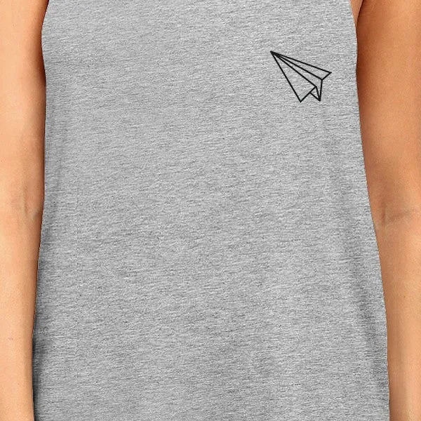 Origami Plane And Boat BFF Matching Grey Tank Tops