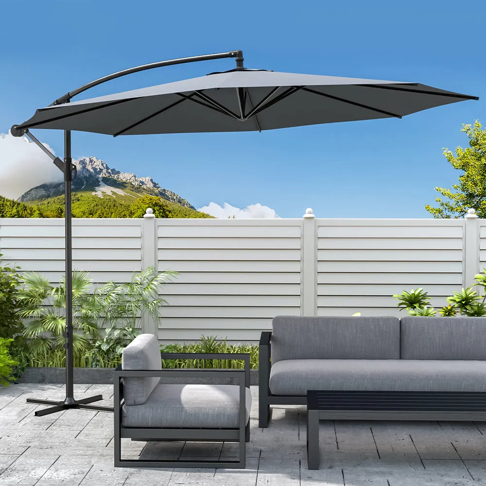 Outdoor Large 3M Cantilever Parasol Dark Grey