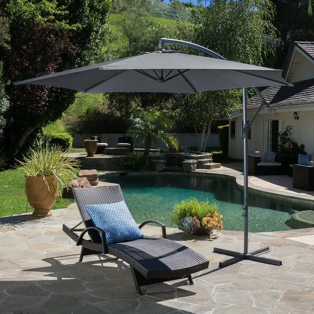 Outdoor Large 3M Cantilever Parasol Dark Grey