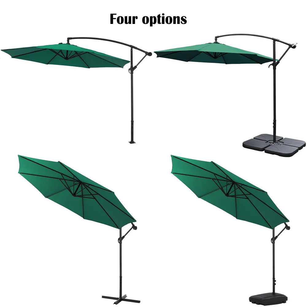 Outdoor Large 3M Cantilever Parasol Green