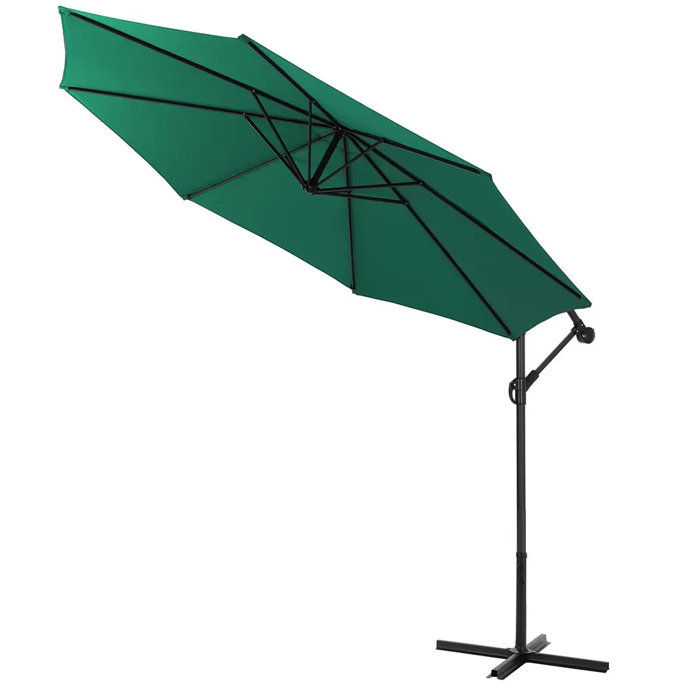 Outdoor Large 3M Cantilever Parasol Green