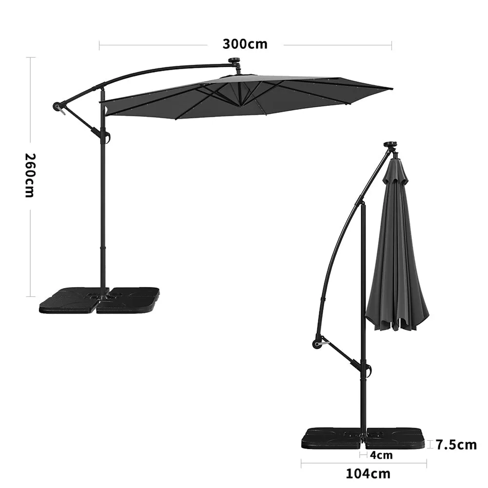 Outdoor Large 3M Cantilever Parasol Green