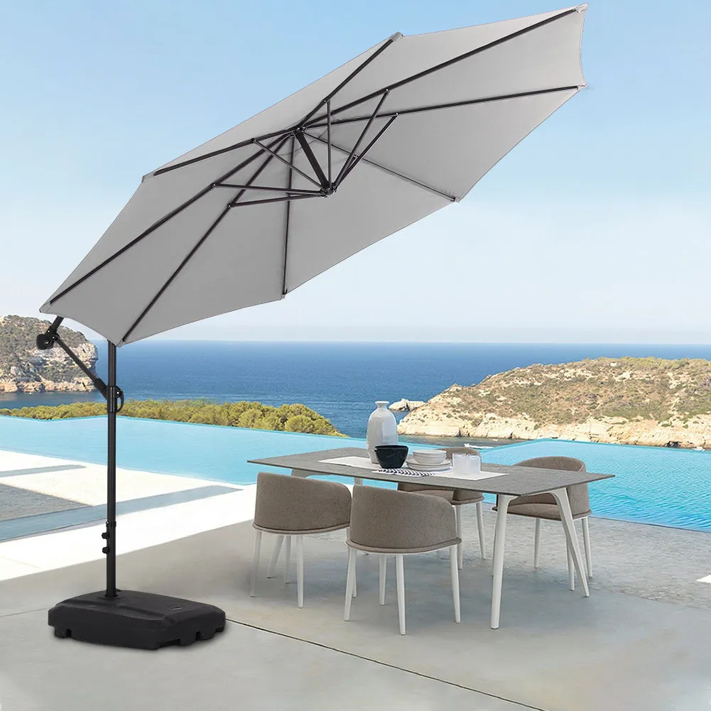 Outdoor Large 3M Cantilever Parasol Light Grey