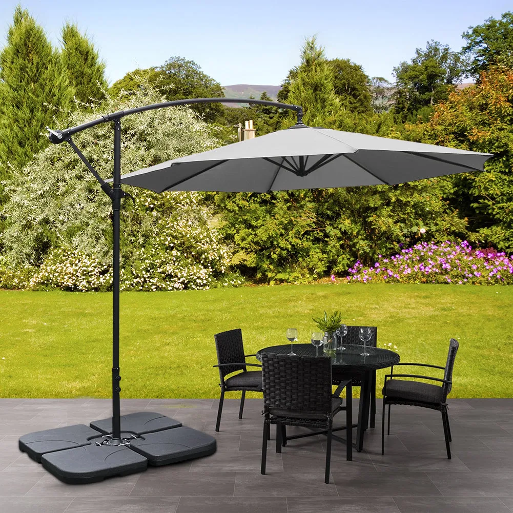 Outdoor Large 3M Cantilever Parasol Light Grey