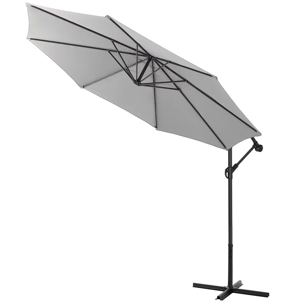 Outdoor Large 3M Cantilever Parasol Light Grey