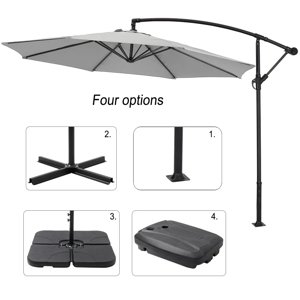 Outdoor Large 3M Cantilever Parasol Light Grey