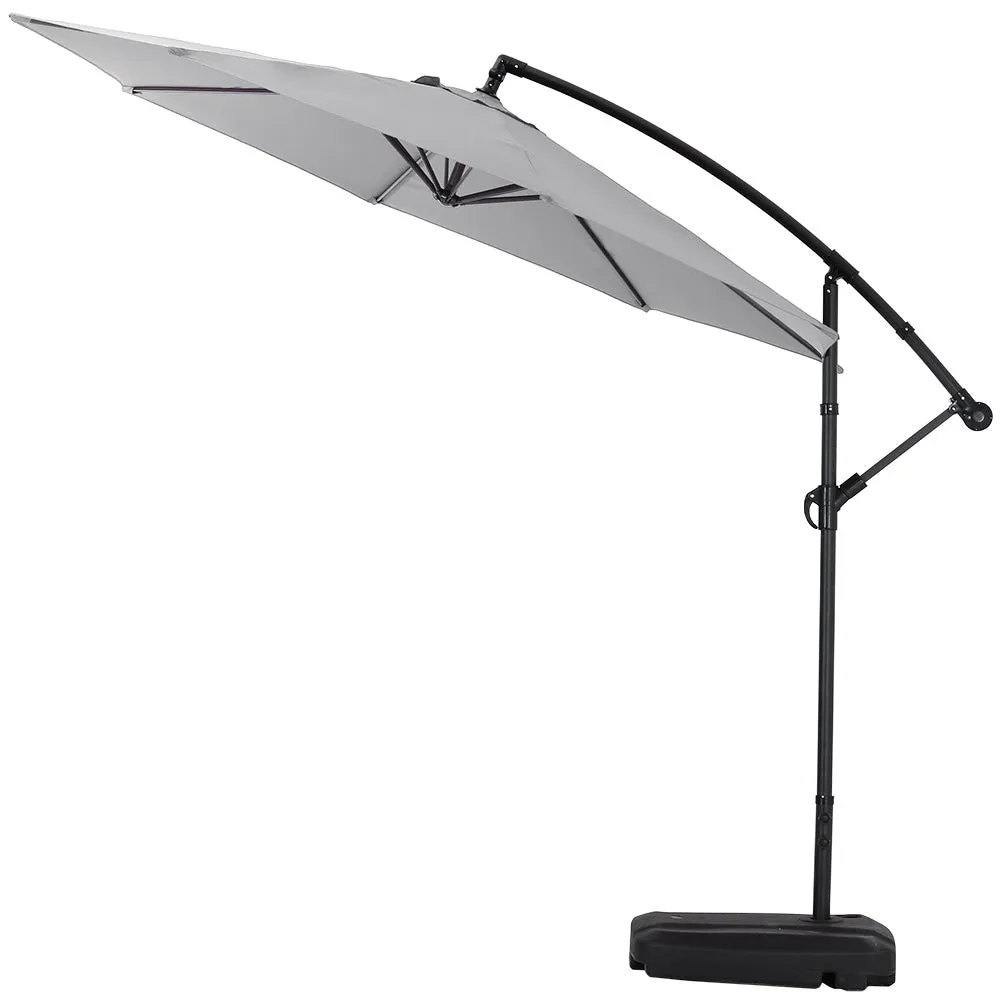 Outdoor Large 3M Cantilever Parasol Light Grey