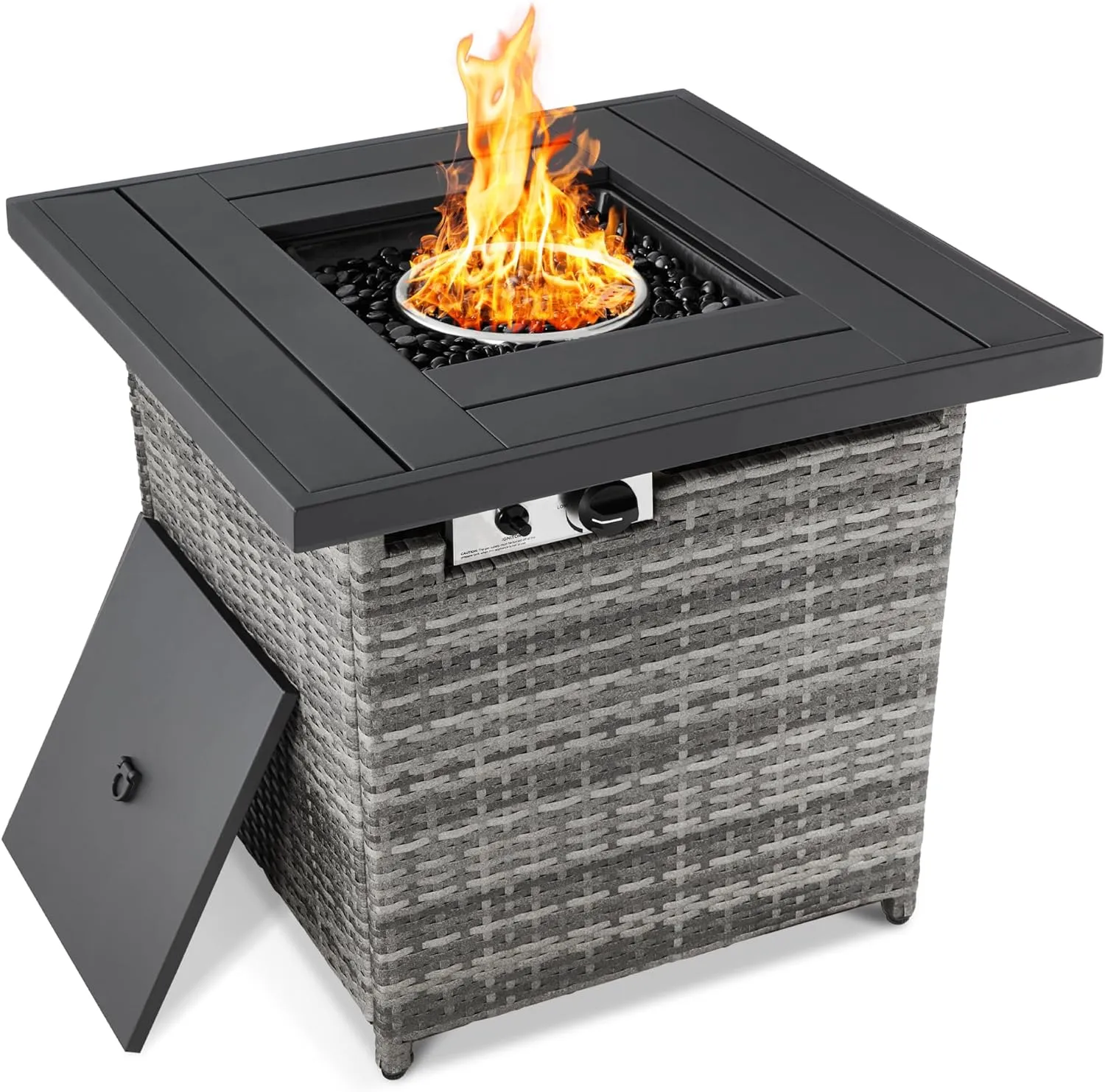 Outdoor Wicker Patio Propane Firepit