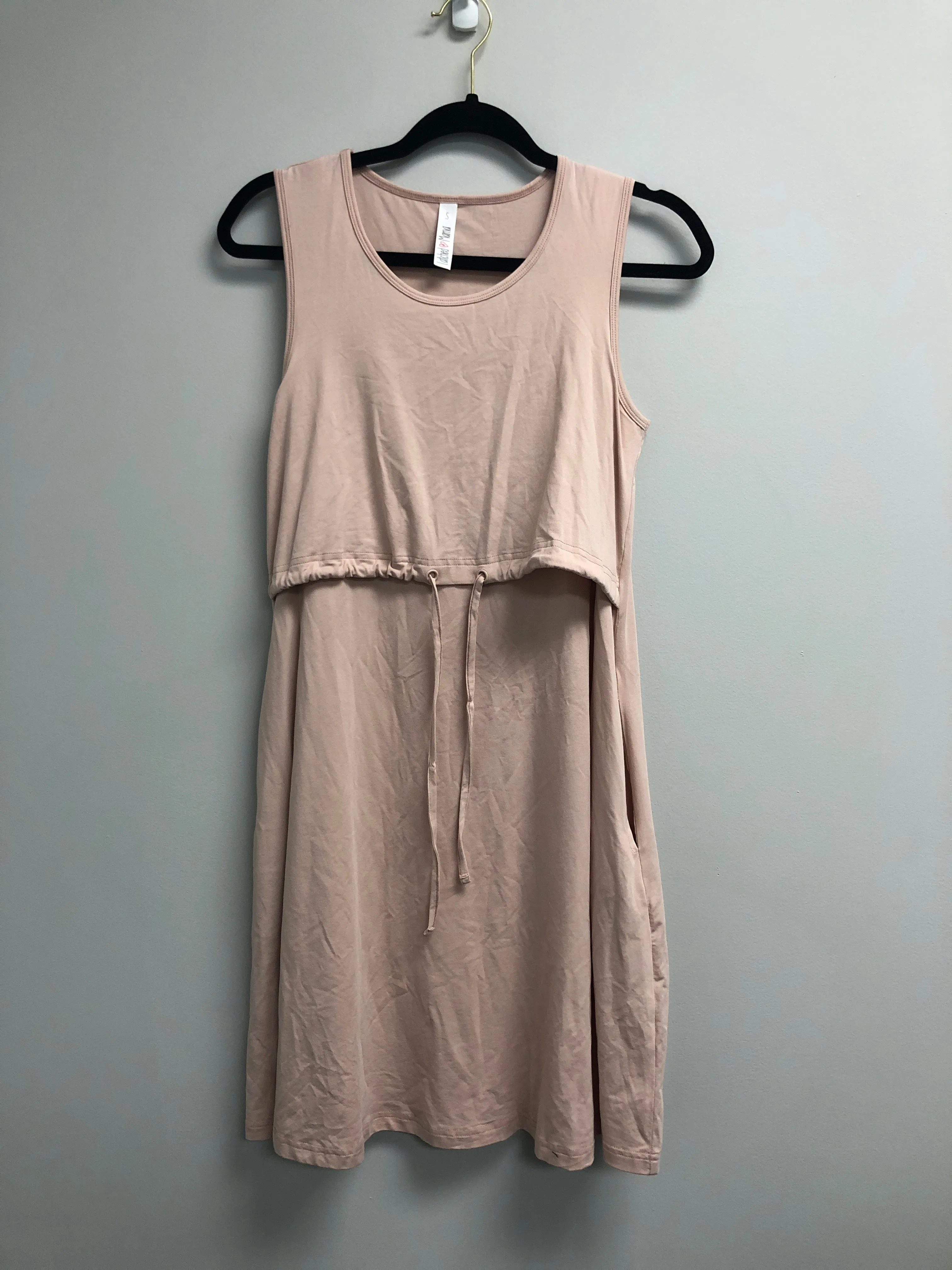 Outlet 6968 - Latched Mama Drawstring Tank Dress 2.0 - Blush - Small