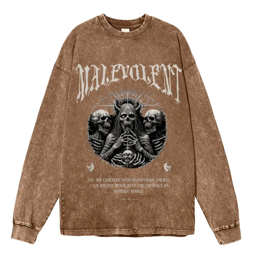 Oversized Vintage Washed Gothic Graphic Sweatshirt