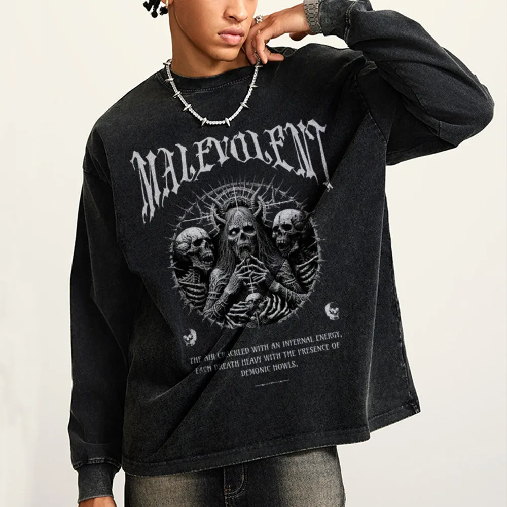 Oversized Vintage Washed Gothic Graphic Sweatshirt