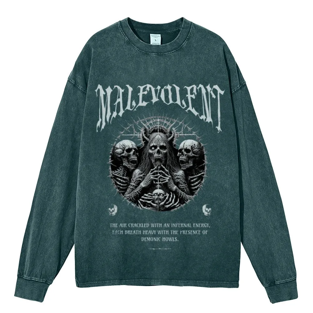 Oversized Vintage Washed Gothic Graphic Sweatshirt