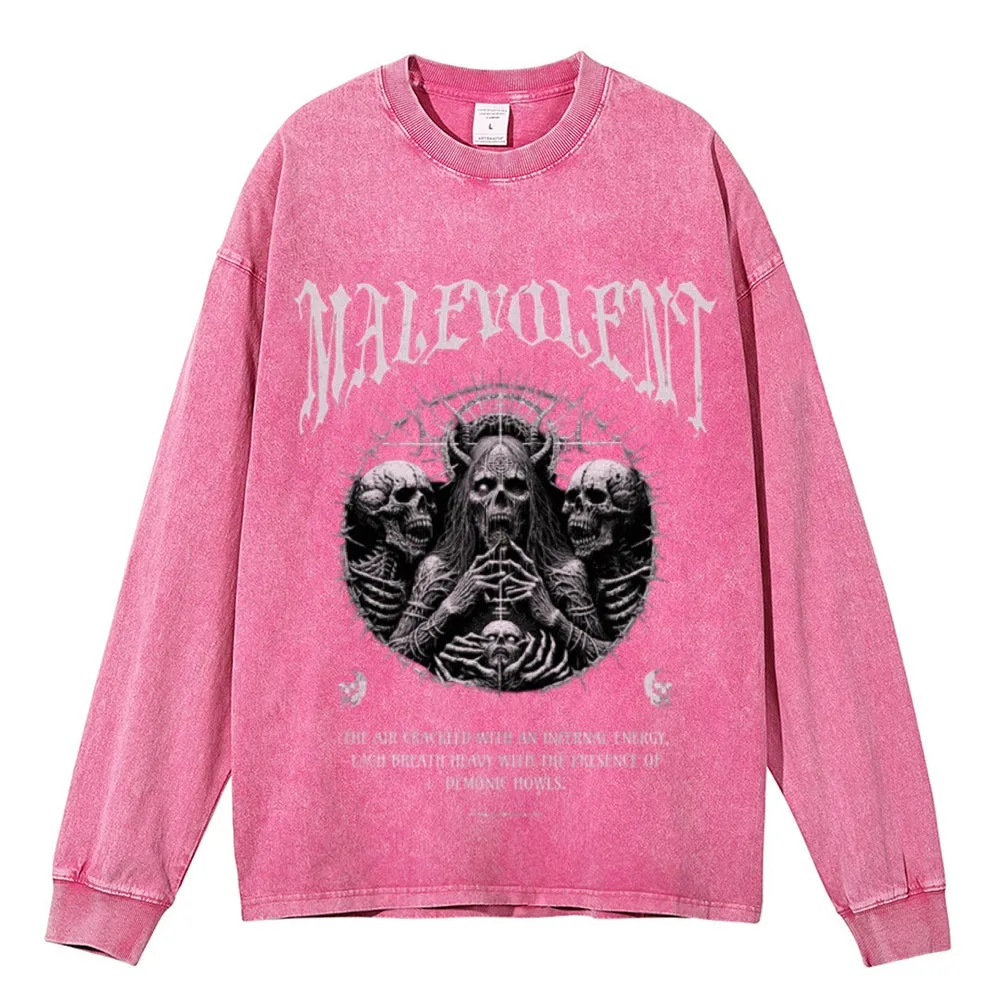 Oversized Vintage Washed Gothic Graphic Sweatshirt