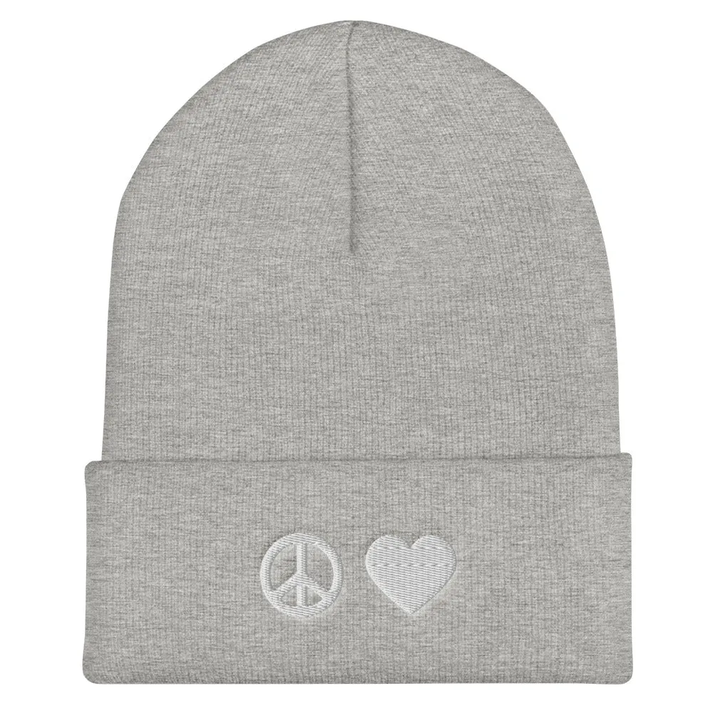 Peace   Love Beanie