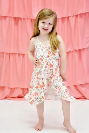 Peach Floral Milk Silk Short Romper