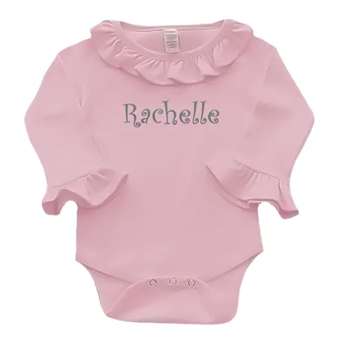 Personalized Bodysuit with Ruffles - Pink