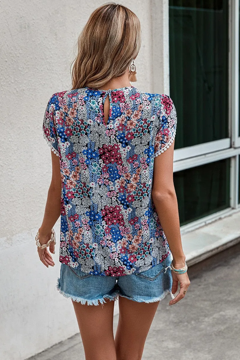 Petal Whispers Button-Back Blouse