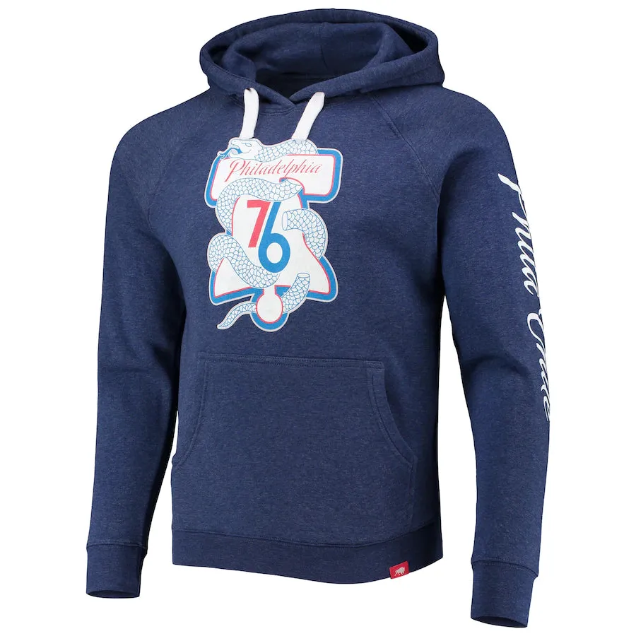 Philadelphia 76ers Sportiqe Phila Unite Olsen Raglan Tri-Blend Pullover Hoodie - Heathered Navy