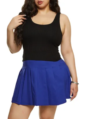 Plus Size Pleated Mini Skirt