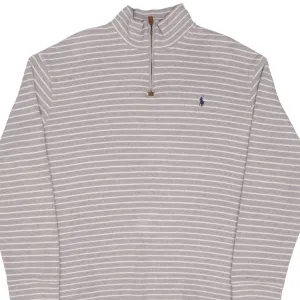 POLO RALPH LAUREN GRAY STRIPPED QUARTER 1/4 ZIP SWEATER SIZE 2XL