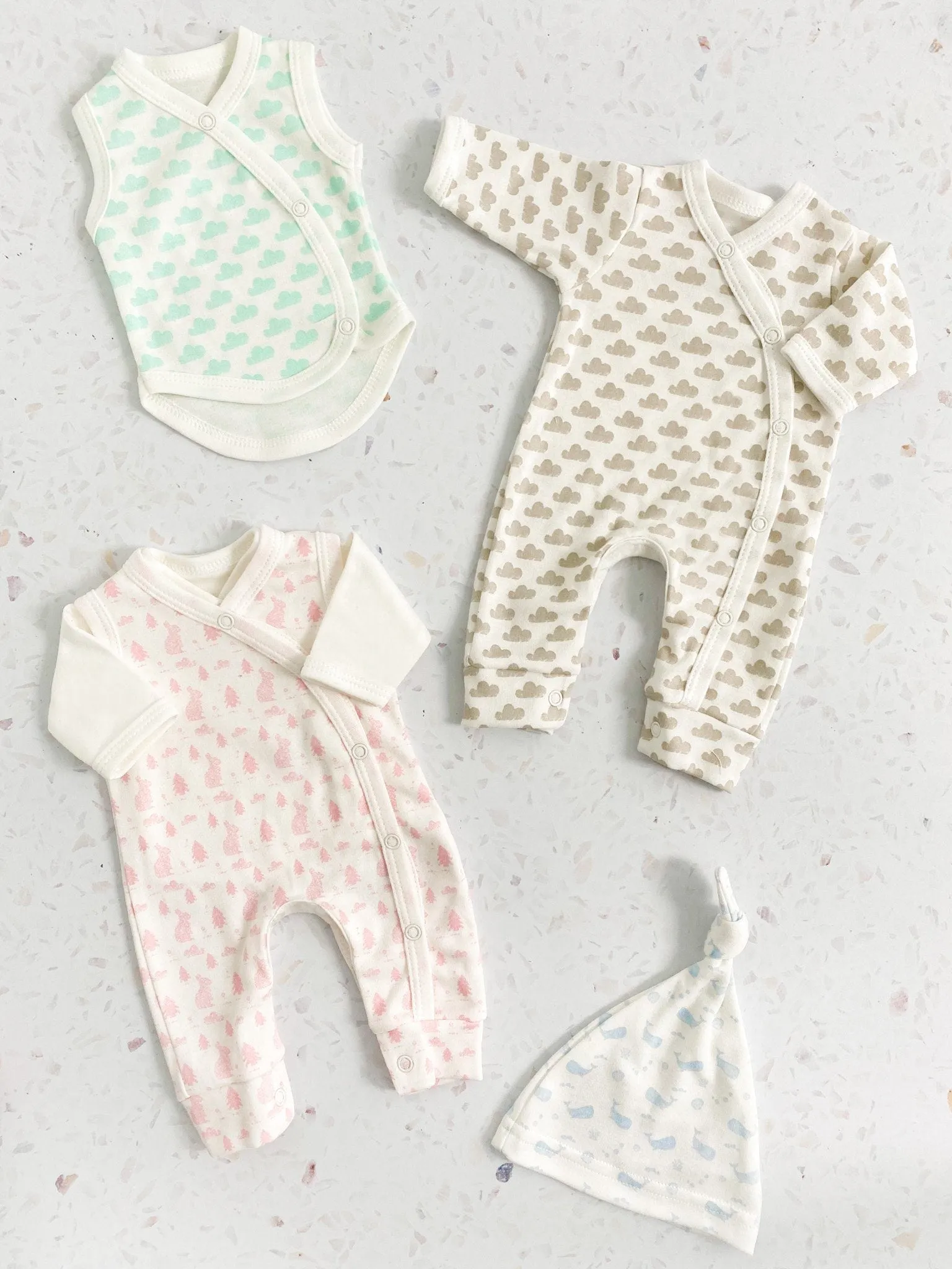 Premature Baby Bodysuit, Ocean Blue, Premium 100% Organic Cotton