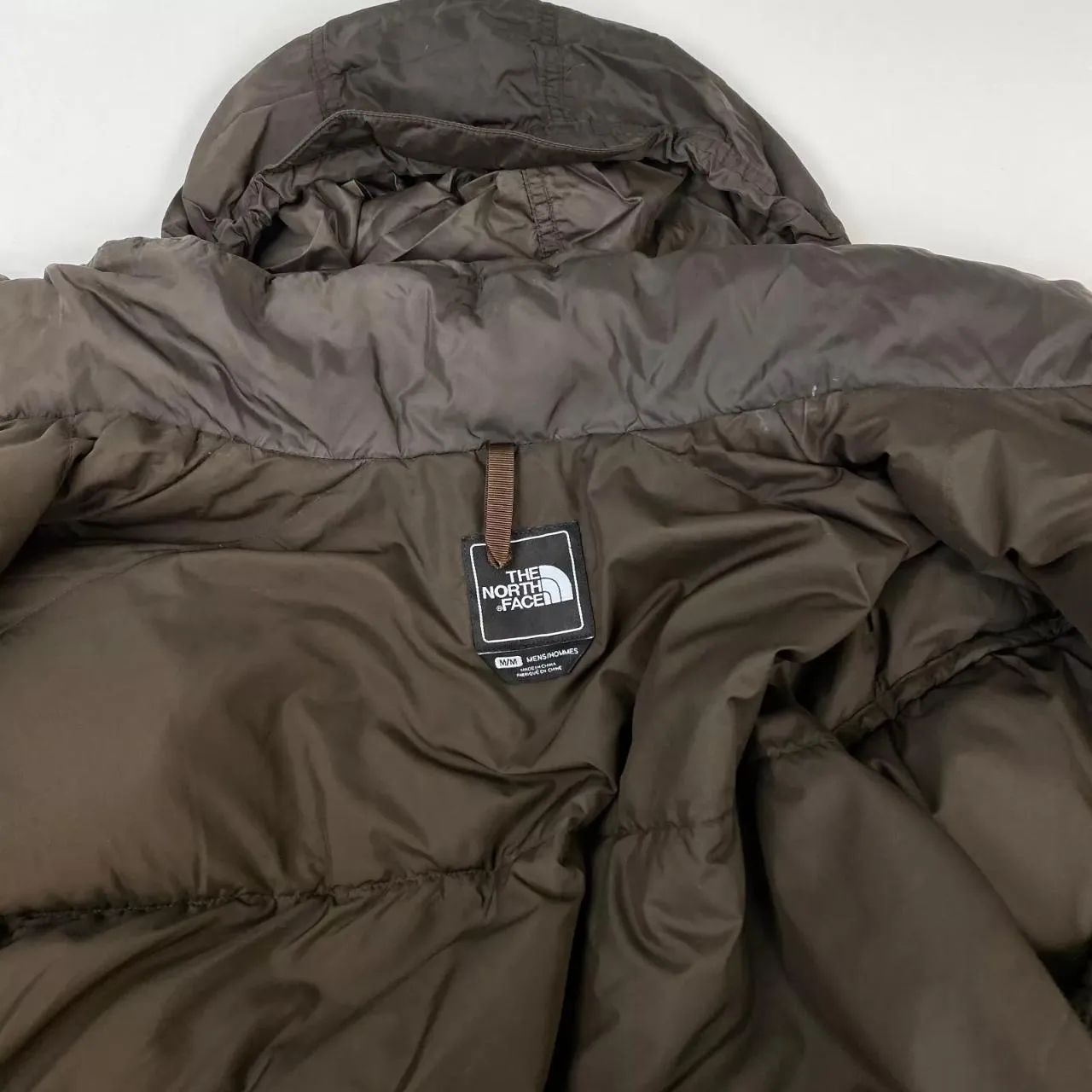 Preowned The North Face Nuptse Mens Down Puffer Jacket 700 Size M Brown Genuine TNF