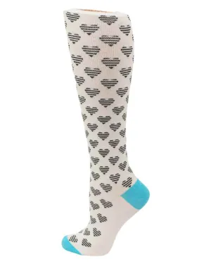 Pro-Motion Women's Compression Socks | White & Black Hearts