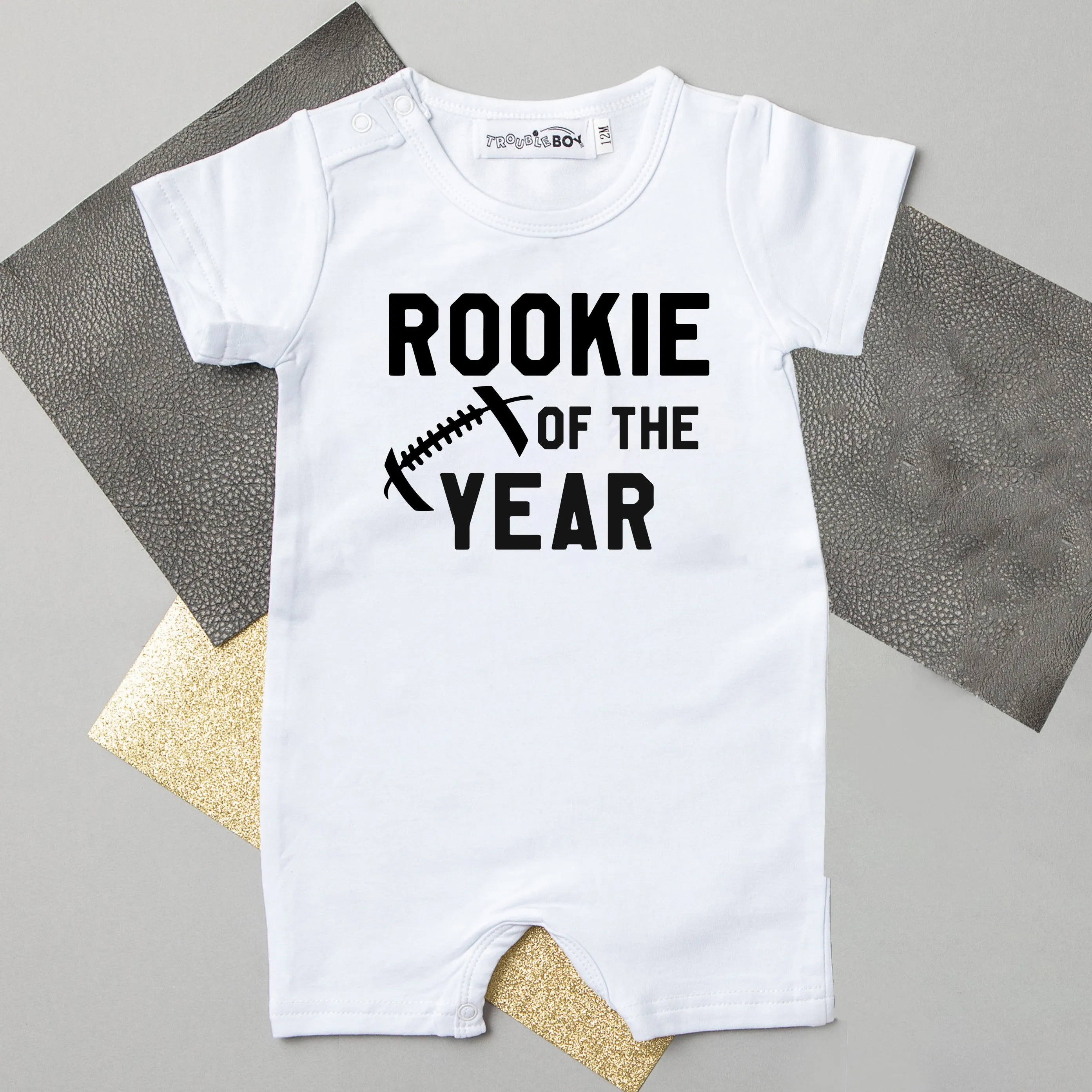 "Rookie of the Year" Football Slim Fit Shorts 1st Birthday Romper