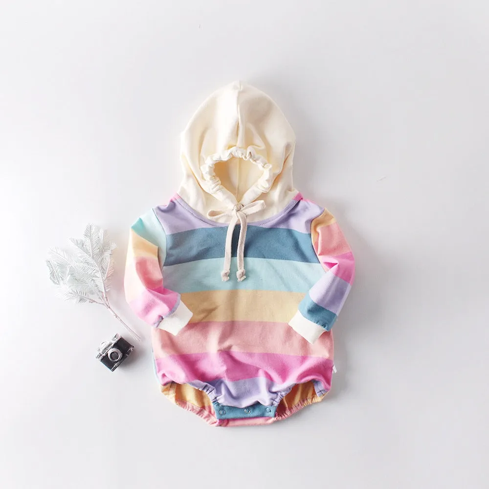 Rainbow Baby Girl Romper Hoodie Jumper