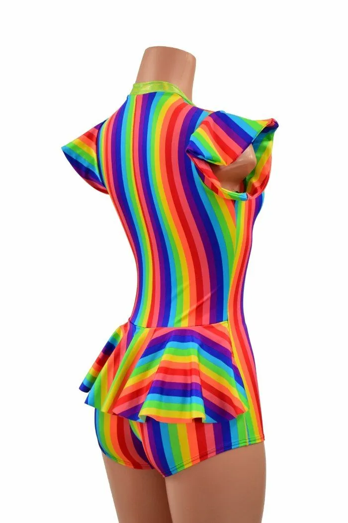 Rainbow Flip Sleeve Ruffle Rump Romper