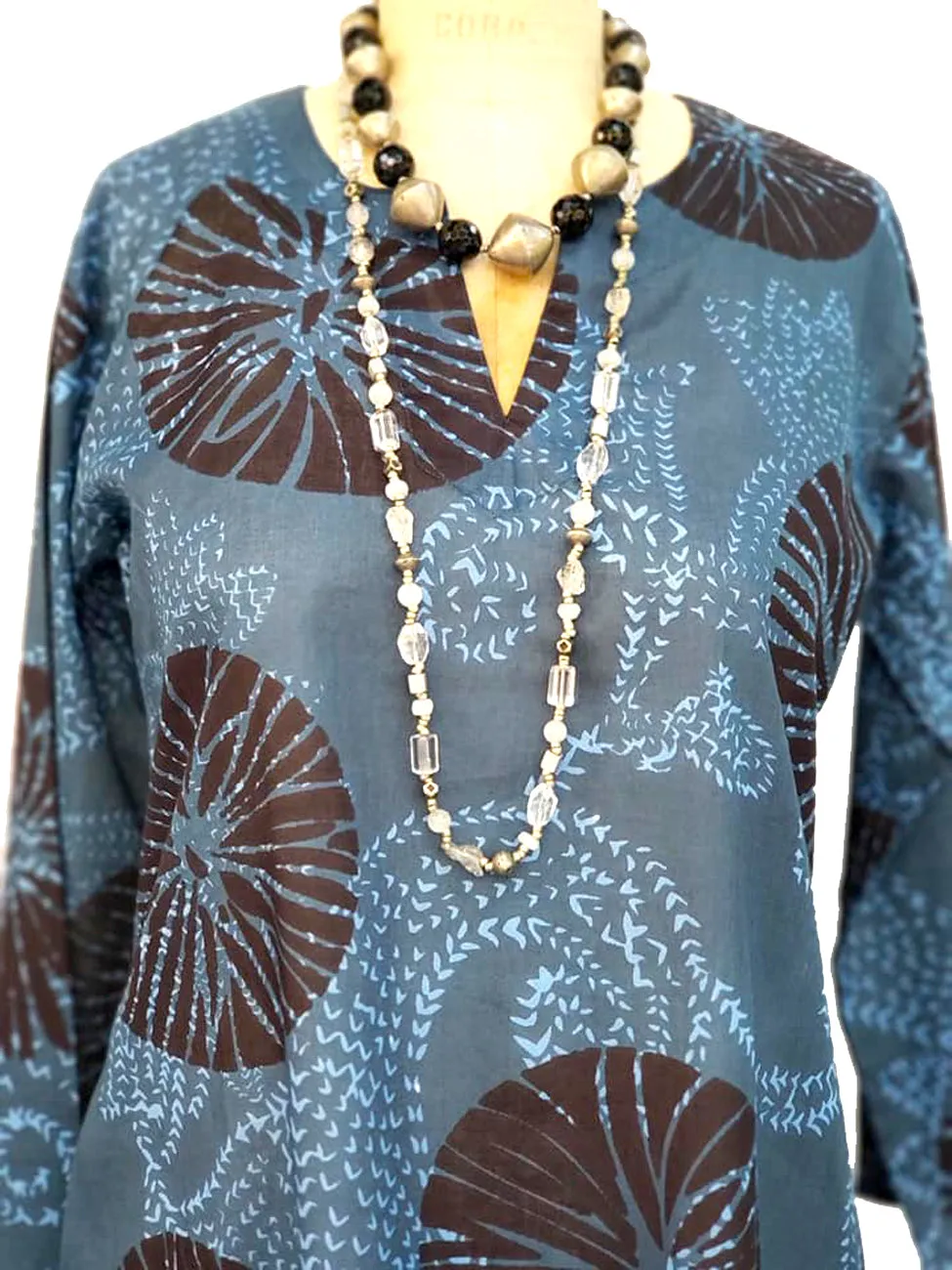 Raja Cotton Tunic Sanddollar Batik Blue