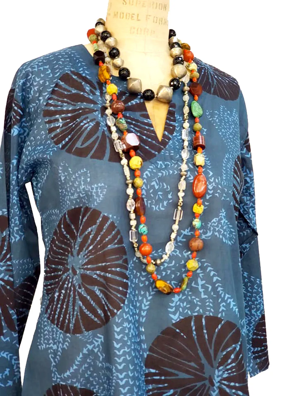 Raja Cotton Tunic Sanddollar Batik Blue